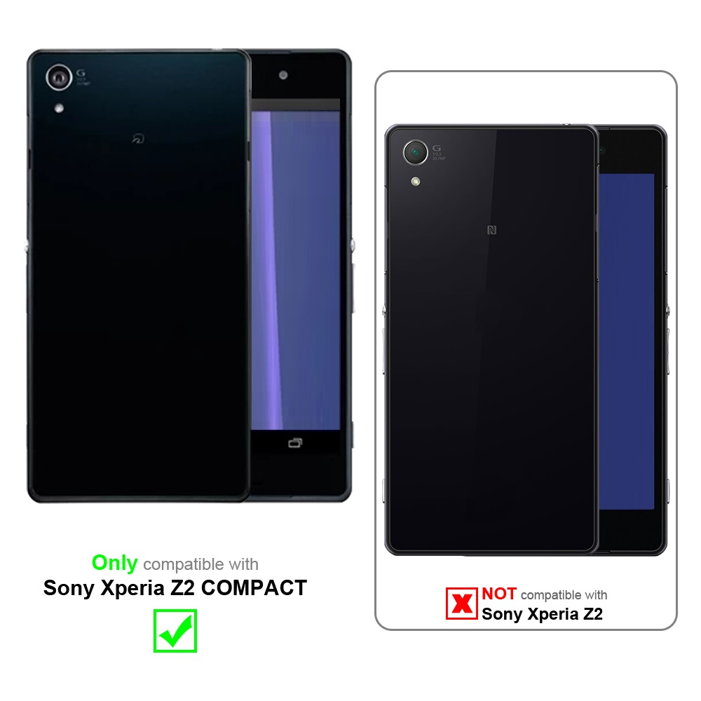 Dos fundas para teléfono, una negra, compatible con Sony Xperia Z2 Compact, la otra no con Z2.
