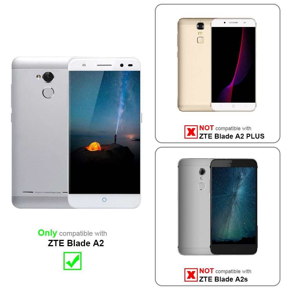 Telefonhüllen-Kompatibilitätstabelle. Kompatibel mit ZTE Blade A2. Nicht kompatibel mit A2 Plus oder A2s.