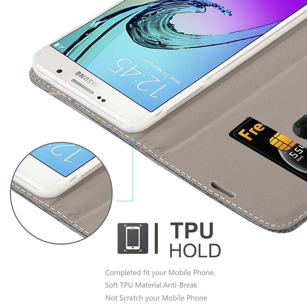 Ein Telefon befindet sich in einer Hülle, die den Bildschirm freigibt. Text sagt: TPU HOLD. Das Telefon befindet sich auf einer weißen Oberfläche.
