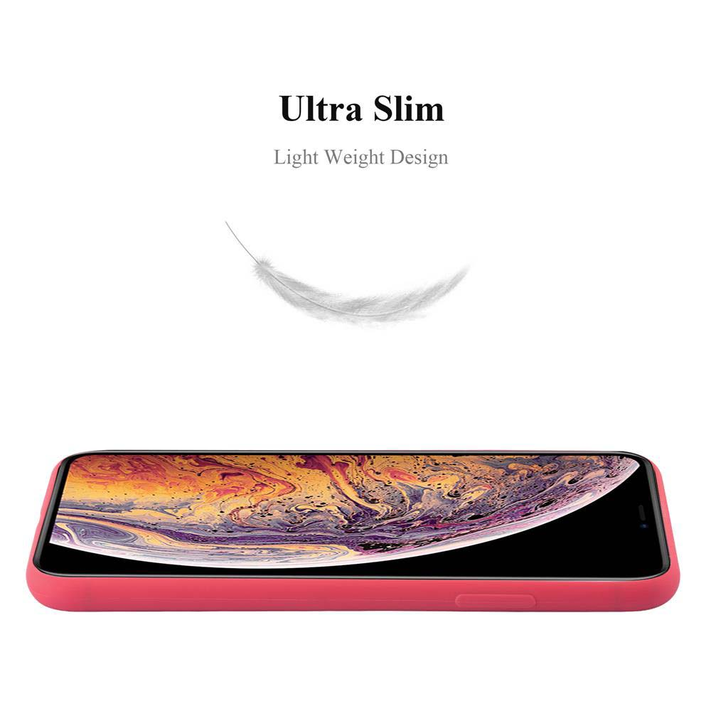 Rosa Handyhülle mit Telefon. Eine Feder schwebt über dem Telefon, mit 'Ultra Slim'-Text.