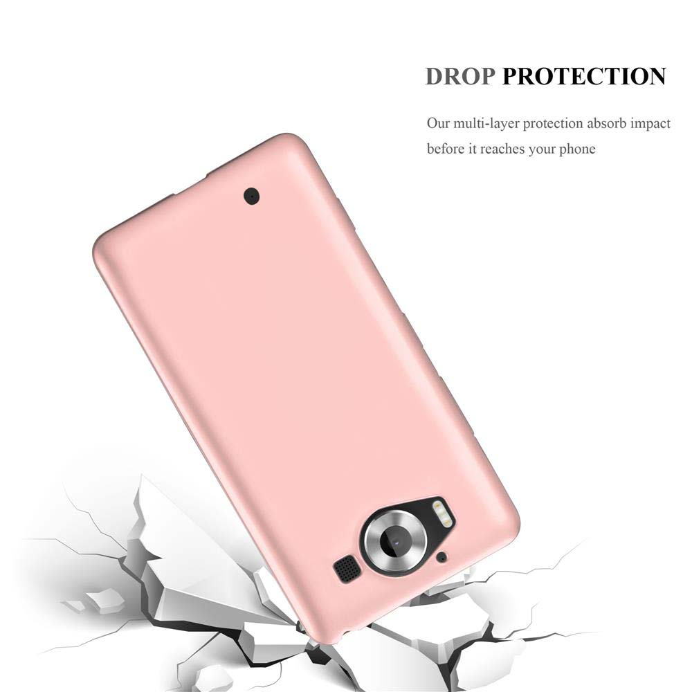Una custodia per telefono rosa che rompe la superficie sottostante.