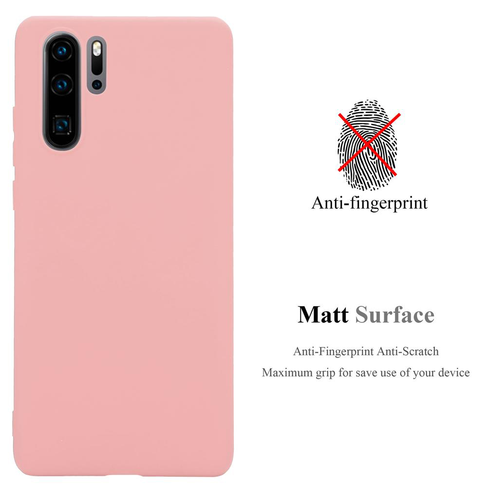 Rosa Handyhülle mit Smartphone. Sie hat eine matte Oberfläche und ist Anti-Fingerprint. Ein Fingerabdruck ist durchgestrichen.