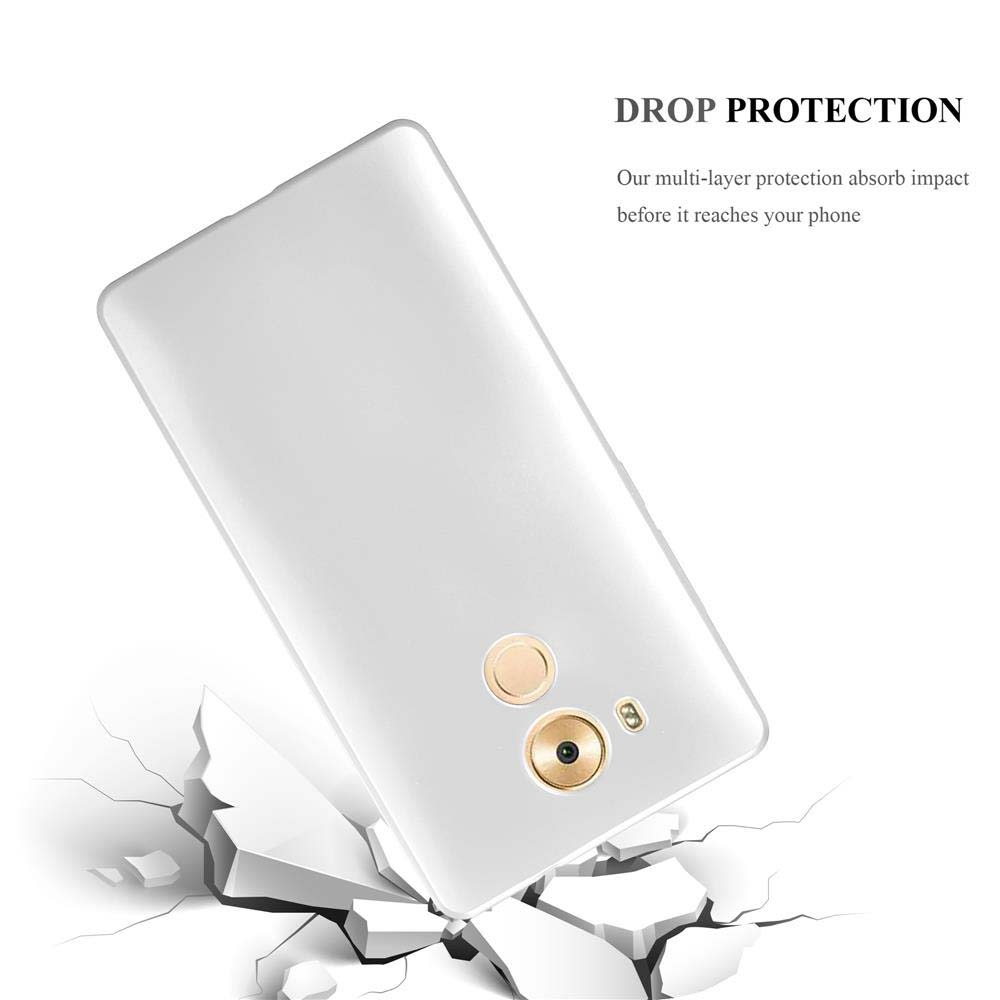Un teléfono en una funda transparente sobre una superficie agrietada.