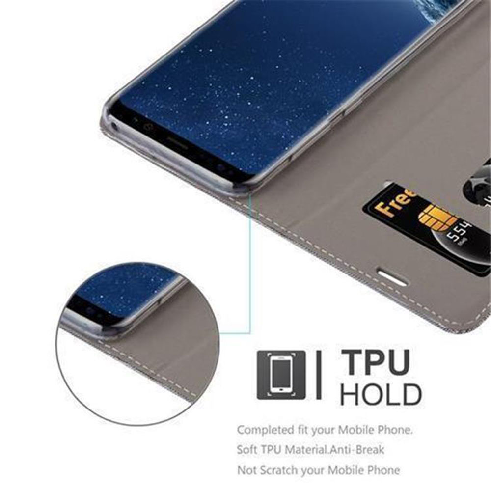 Ein Telefon in einer Hülle. Die Hülle ist grau und das Telefon ist ein Samsung.