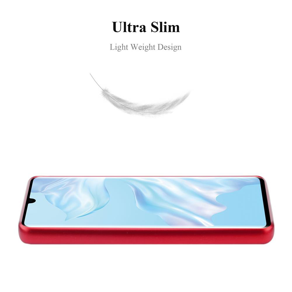 Custodia rossa con grafica a piuma. Design ultra sottile, design leggero.