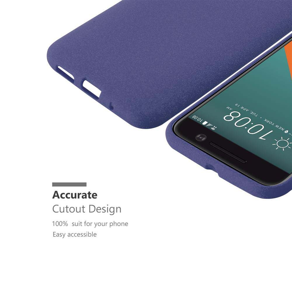 Custodia viola con telefono all'interno, design ritagliato e vestibilità precisa.
