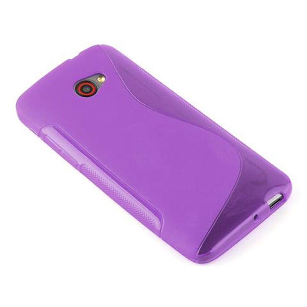Lila Handyhülle mit Wellendesign. Weißer Hintergrund.