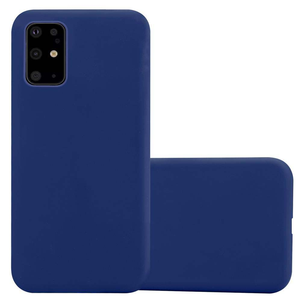 Custodia per telefono blu scuro con cover abbinata. La custodia ha un ritaglio per la fotocamera sul retro.