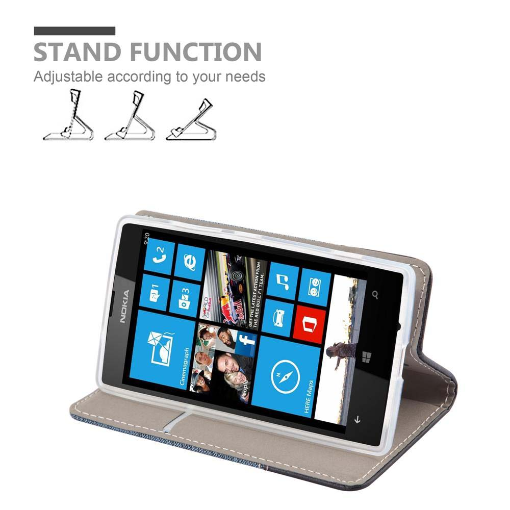 Telefono Nokia in custodia, con icone e testo funzione supporto. Lo schermo visualizza icone.