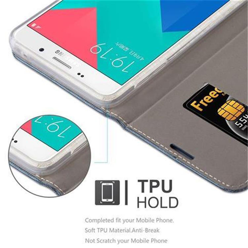 Telefono in una custodia grigia con carta di credito. Descrizione del supporto TPU.