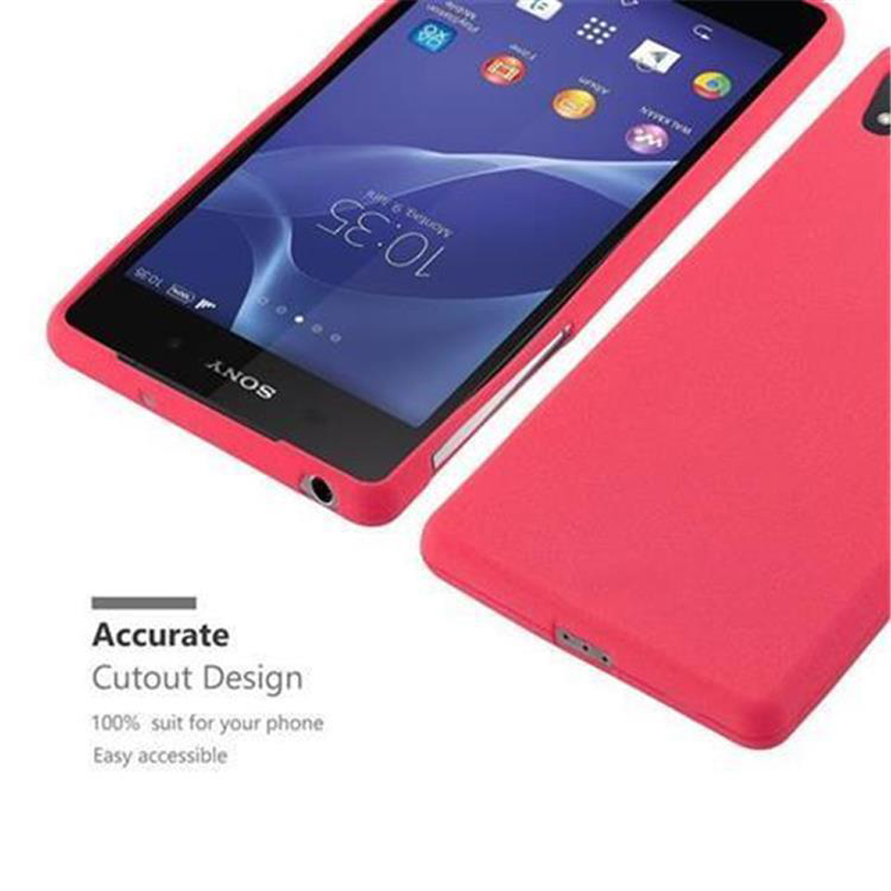 Funda roja para teléfono en un teléfono. Vista de cerca con la pantalla visible.