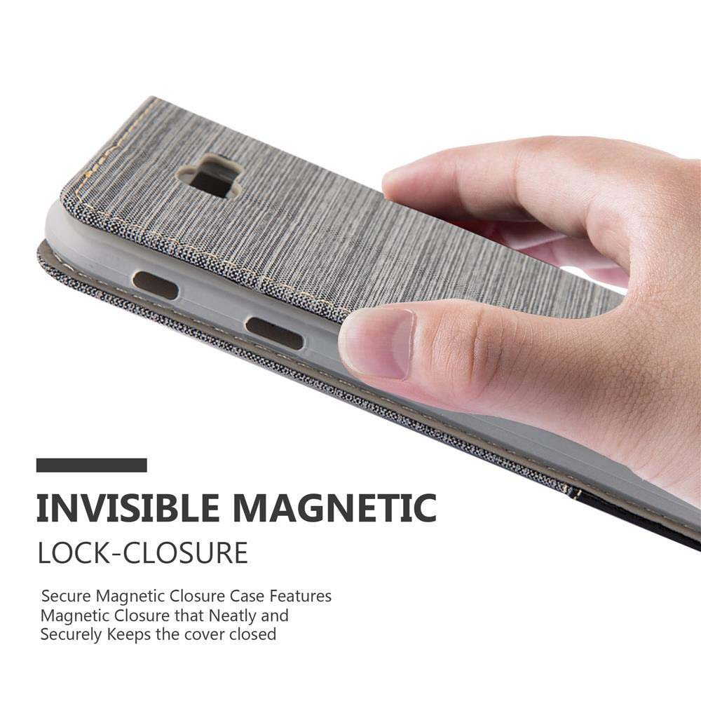 Mano che tiene una custodia. Testo: INVISIBLE MAGNETIC LOCK-CLOSURE.