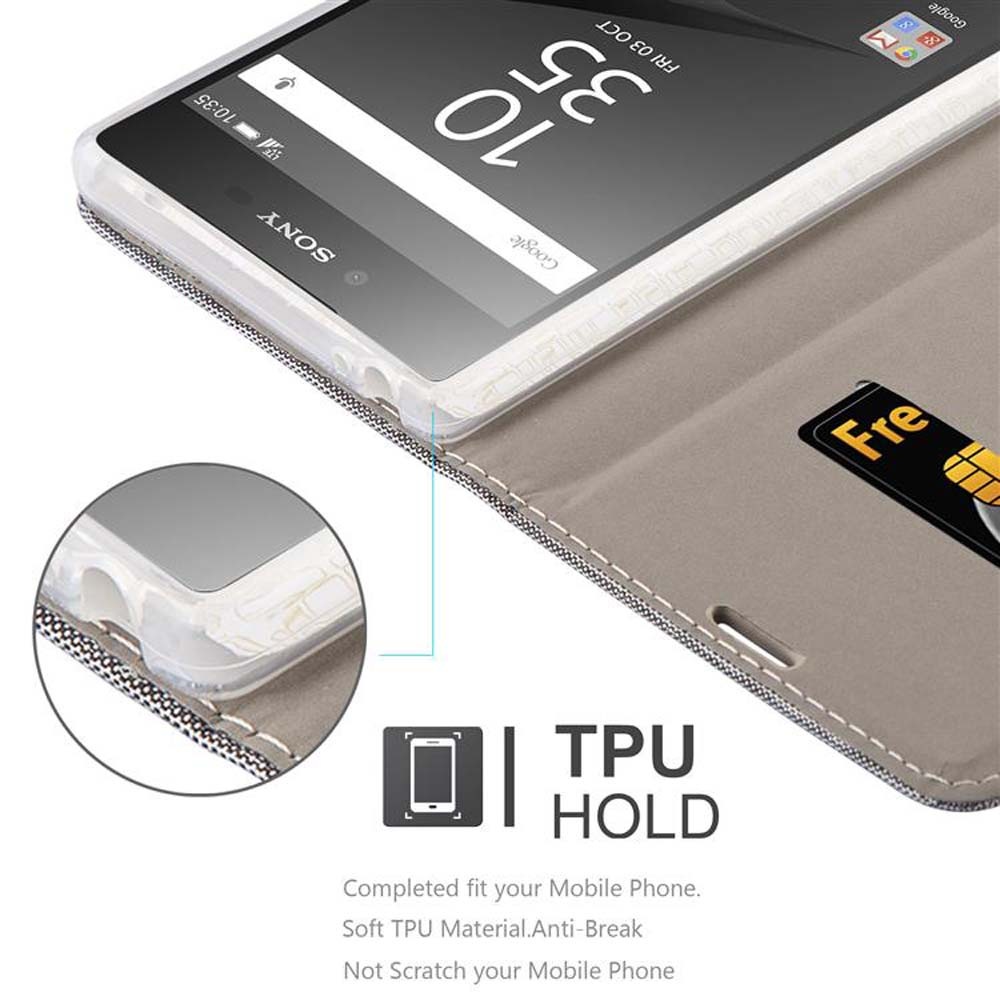 Eine offene Handyhülle mit einem Telefon darin.