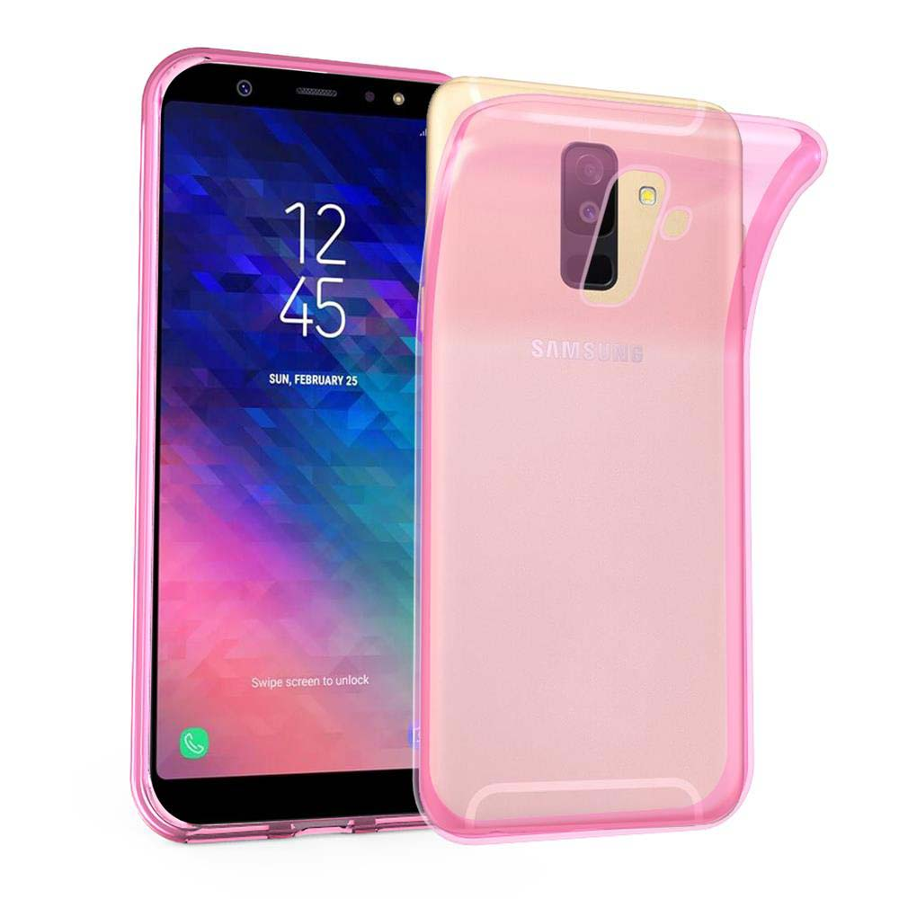 Due telefoni. Uno mostra schermo con ora e app. L'altro ha cover rosa. Entrambi sono Samsung.