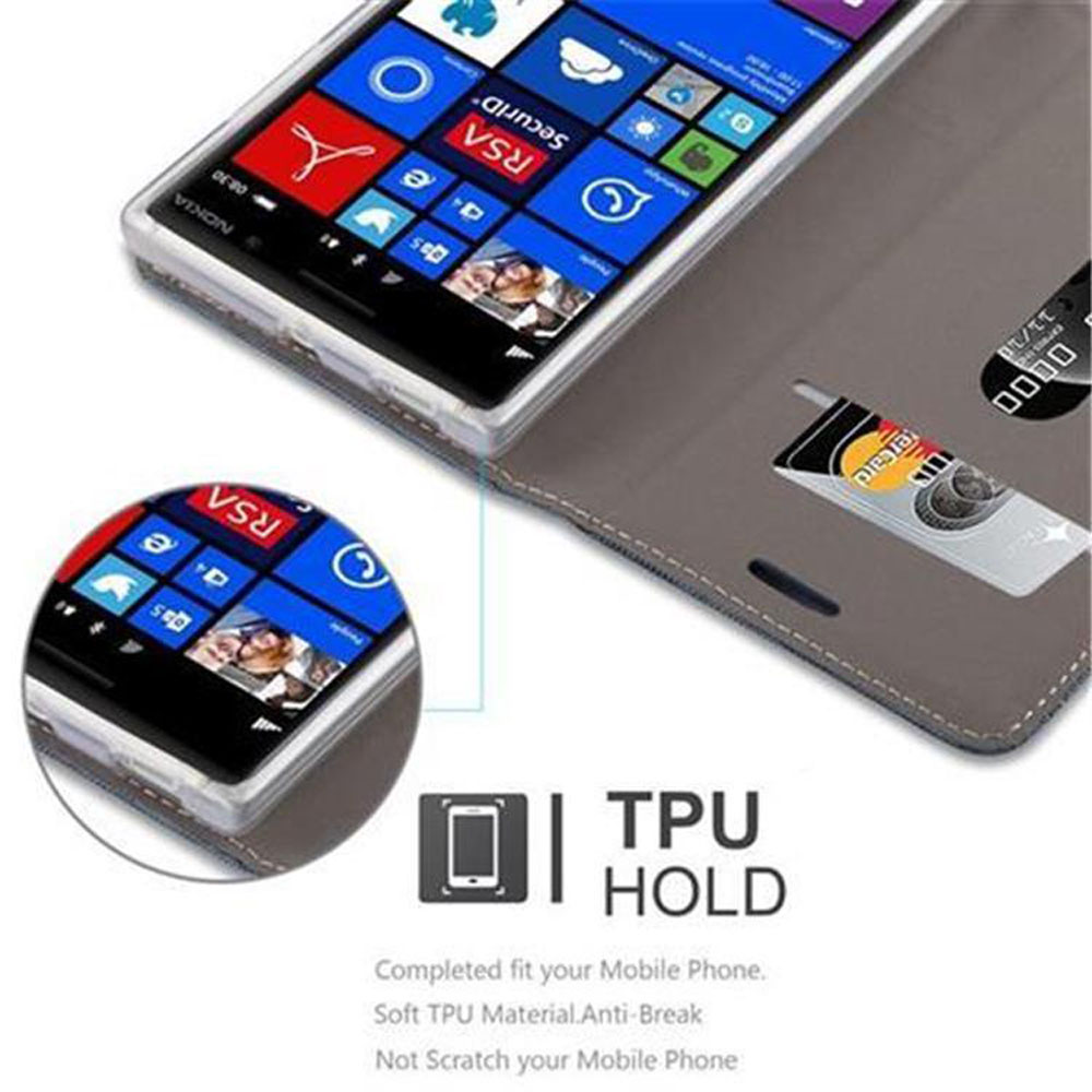 Handyhülle mit Telefon im Inneren und einer Karte in einem Schlitz. Der Text lautet 'TPU Hold'.