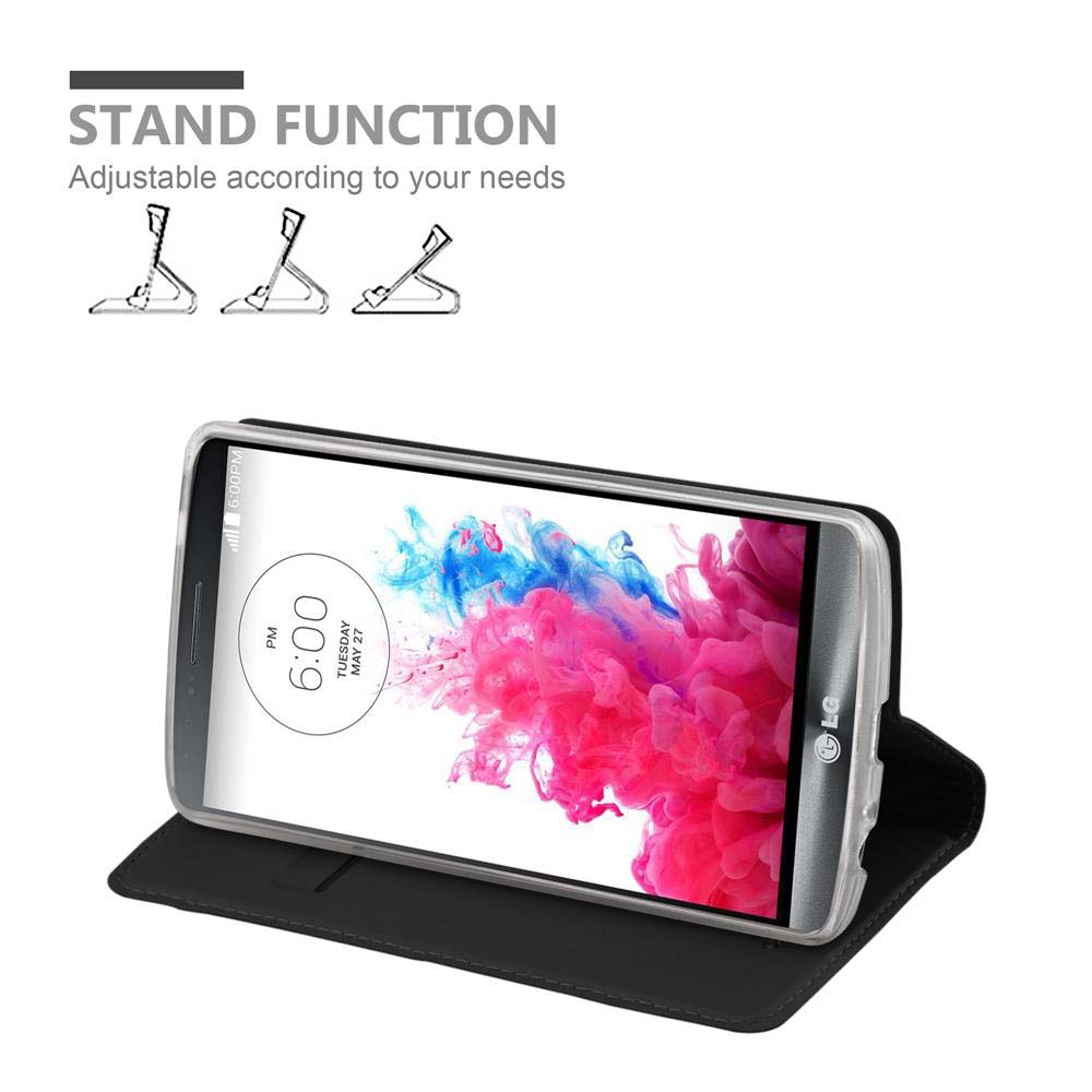 Ein Telefon in einer schwarzen Hülle, die als Ständer fungiert.