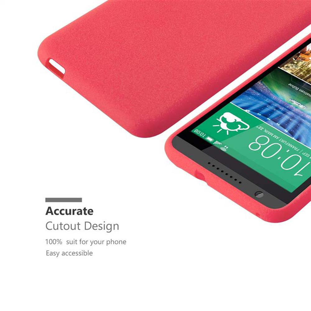 Custodia rossa per telefono con telefono che mostra l'ora. La custodia ha un design ritagliato.