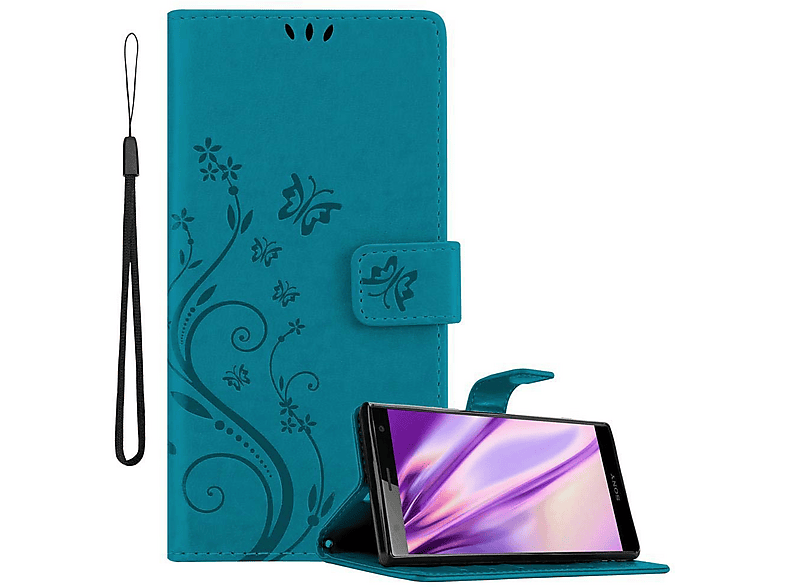 Cadorabo Custodia Libro per Sony Xperia XZ2 Compact in NERO CARBONE - con Vani di Carte, Funzione Stand e Chiusura Magnetica - Portafoglio Cover Case Wallet Book Etui Protezione