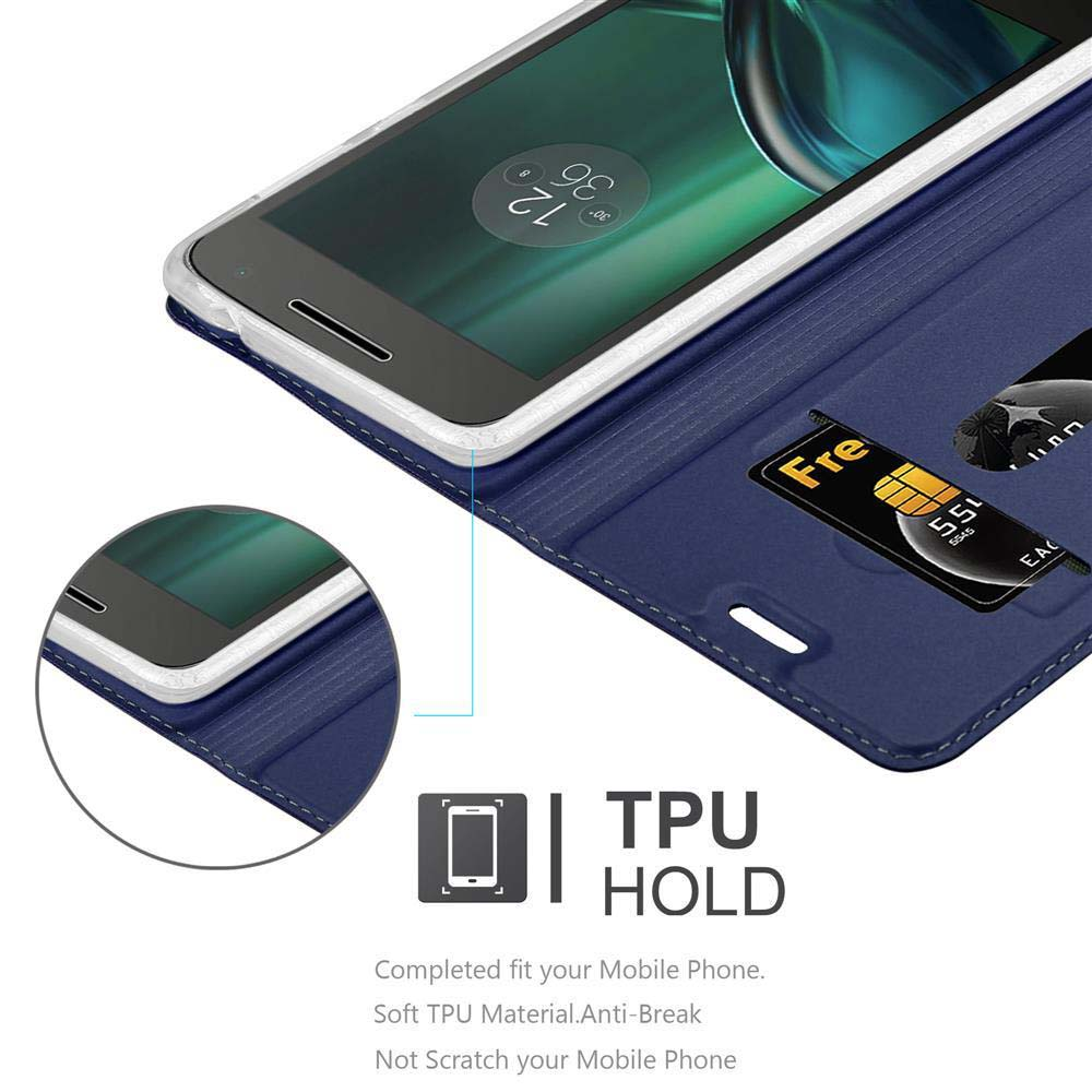 Un telefono in una custodia con uno slot per schede e una carta di credito all'interno.