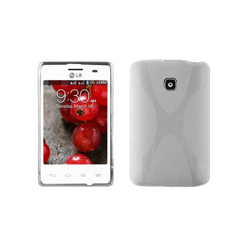 Un telefono in una custodia bianca, che mostra l'ora e la data. Un'altra custodia è accanto.