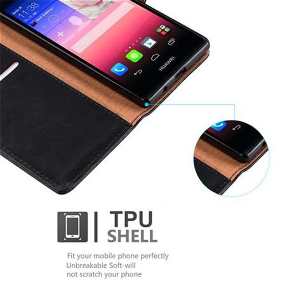 Smartphone en funda marrón. Se muestra un detalle del logotipo de la carcasa de TPU.