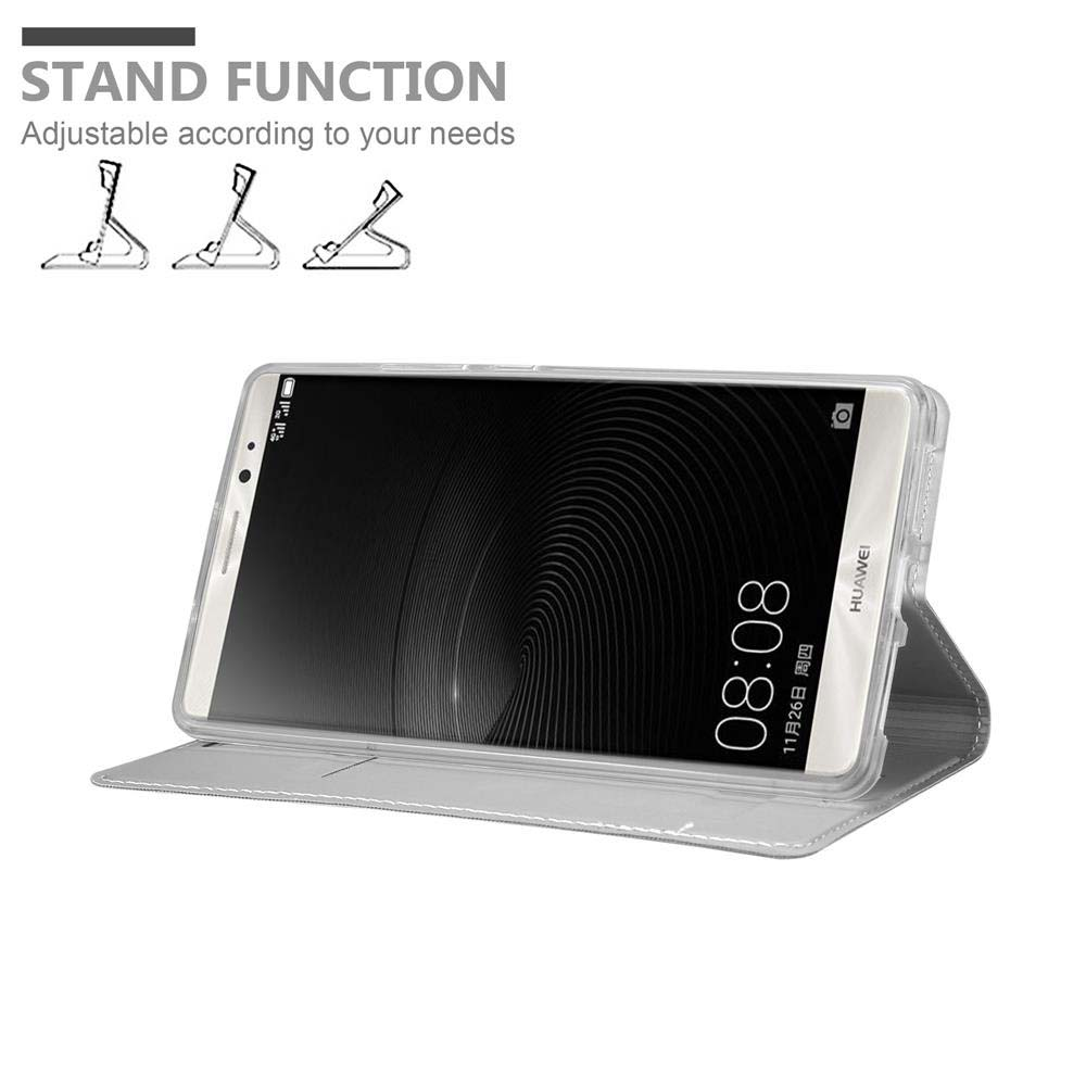 Teléfono en una funda transparente, mostrado en una funda con función de soporte.