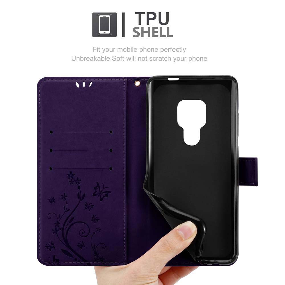Custodia viola per telefono con interno nero e telefono all'interno, testo: 'TPU SHELL'.
