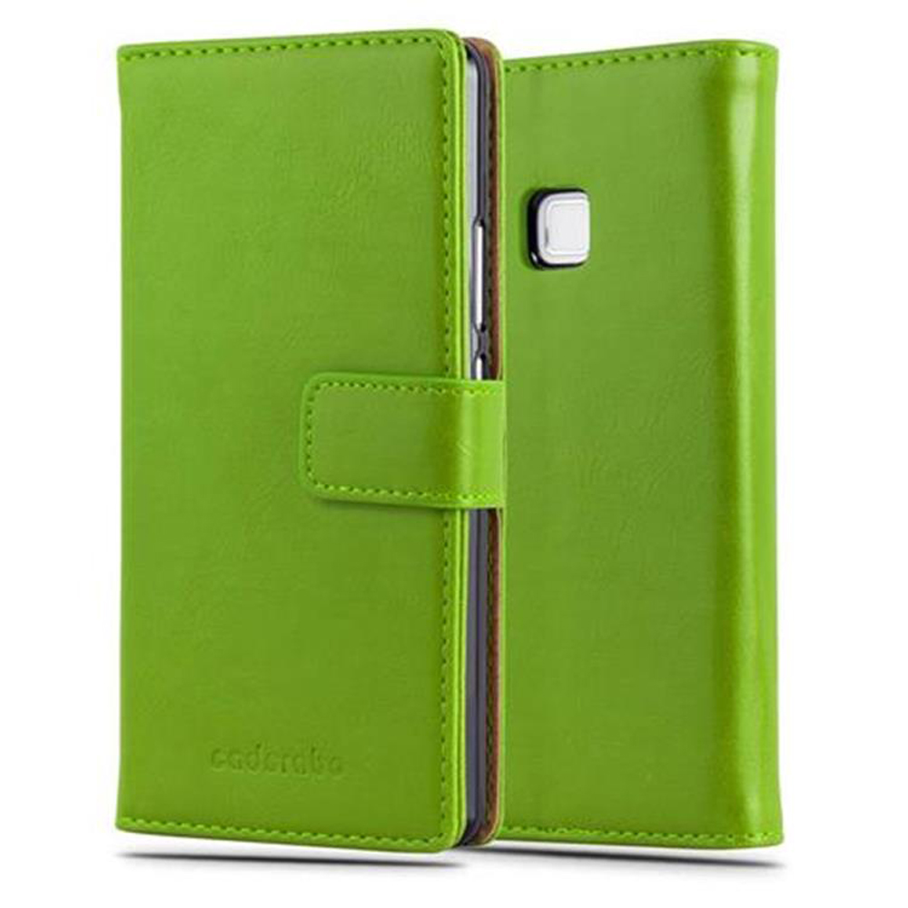 Dos fundas verdes para teléfono, una abierta, mostrando un teléfono con la marca 'caderobe'.