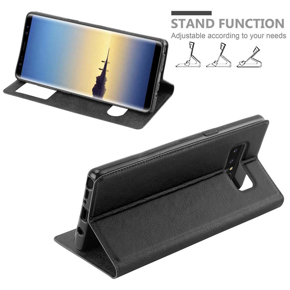 Telefono in una custodia, funzione stand. Vengono mostrate diverse posizioni.