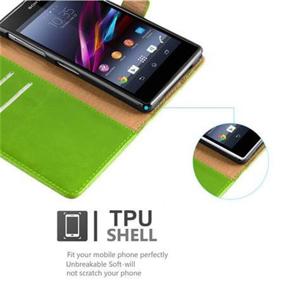 Custodia per telefono verde e marrone con telefono all'interno. Testo: 'TPU SHELL'. Dettagli del telefono.