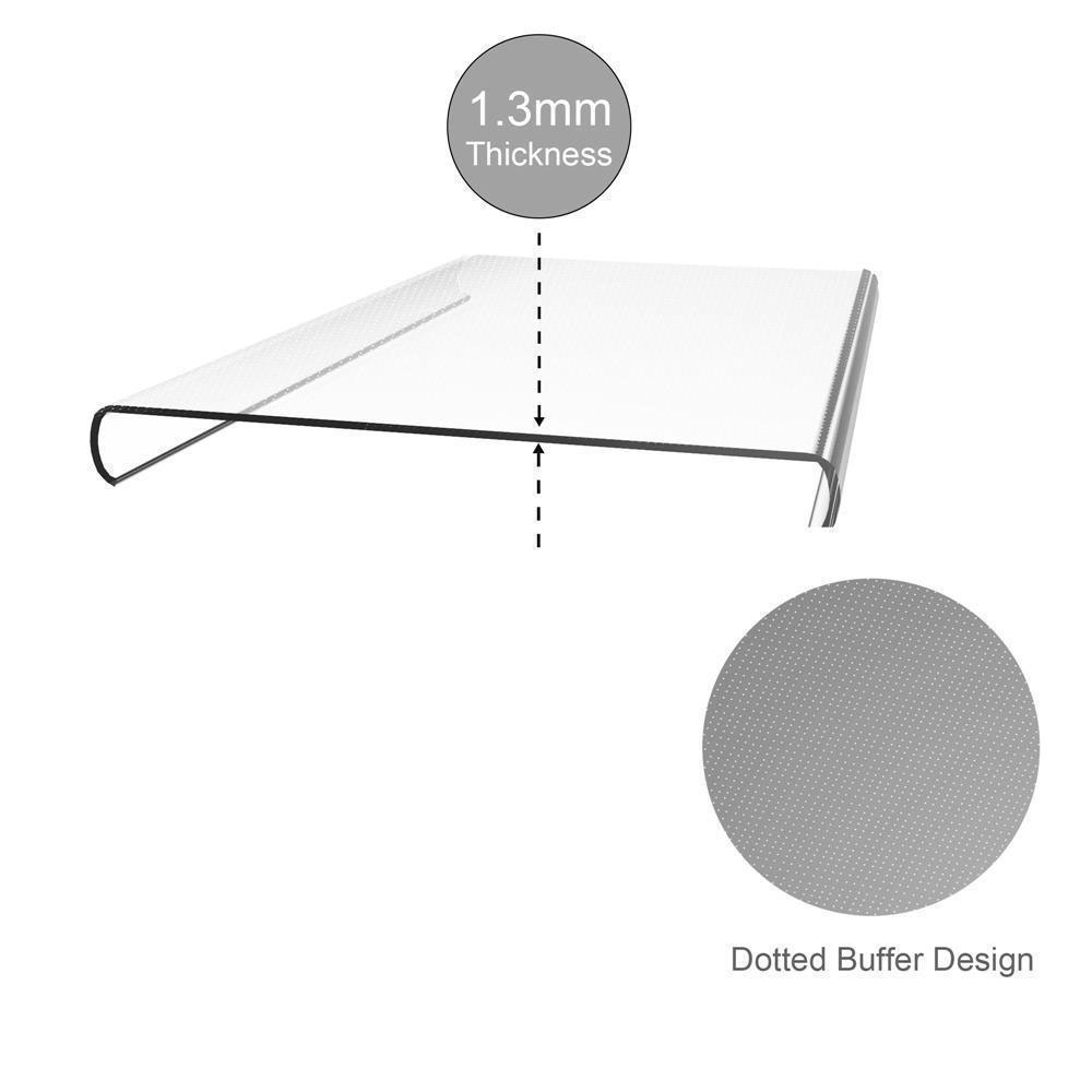 Un protettore schermo trasparente con design a pois e spessore di 1,3 mm.