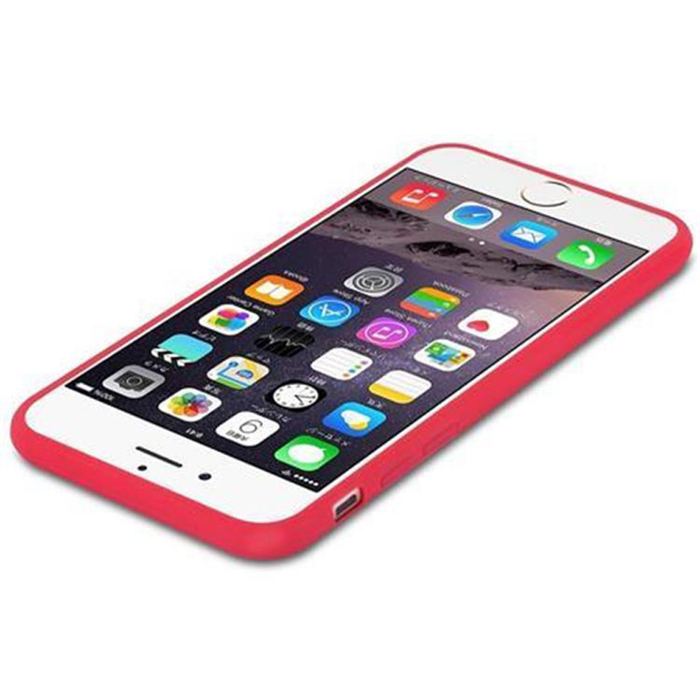 Rotes Telefon mit Apps auf dem Bildschirm, zeigt eine Hülle um das Telefon.