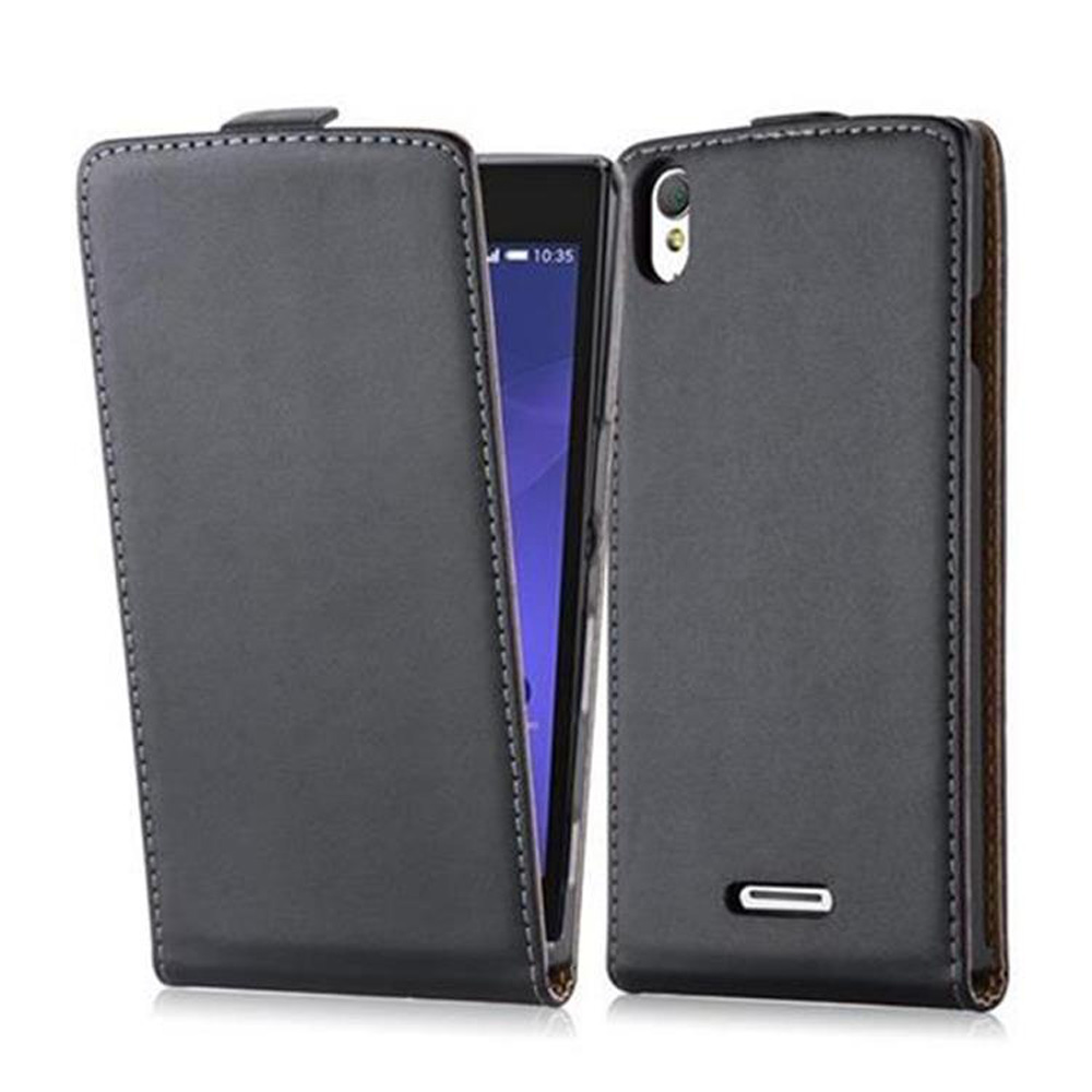 Funda negra para teléfono abierta, mostrando un teléfono. Aspecto gris. La hora es 10:35.