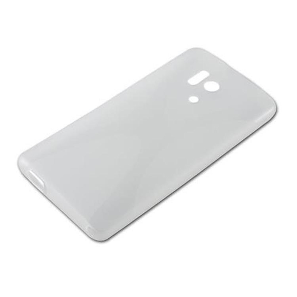 Una cover posteriore bianca e lucida per telefono.
