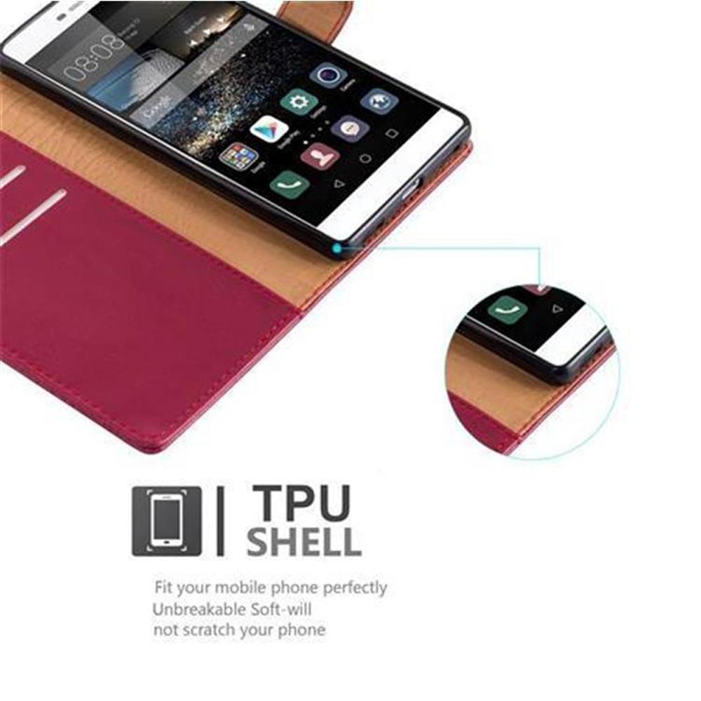 Un telefono in una custodia rossa e marrone. La custodia è realizzata in materiale TPU.