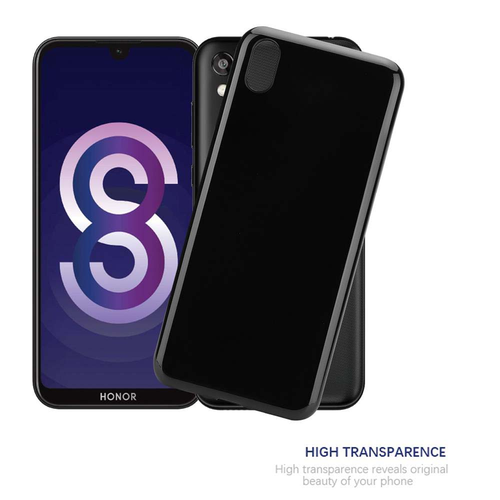 Un telefono con una custodia nera ad alta trasparenza e un logo HONOR.