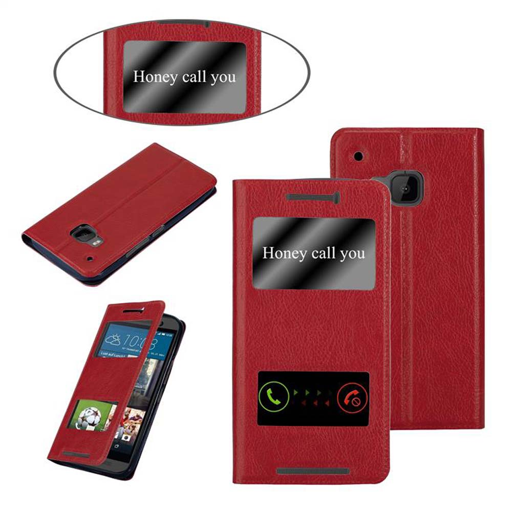 Funda roja para teléfono con teléfono mostrando la pantalla y 'Honey call you'.