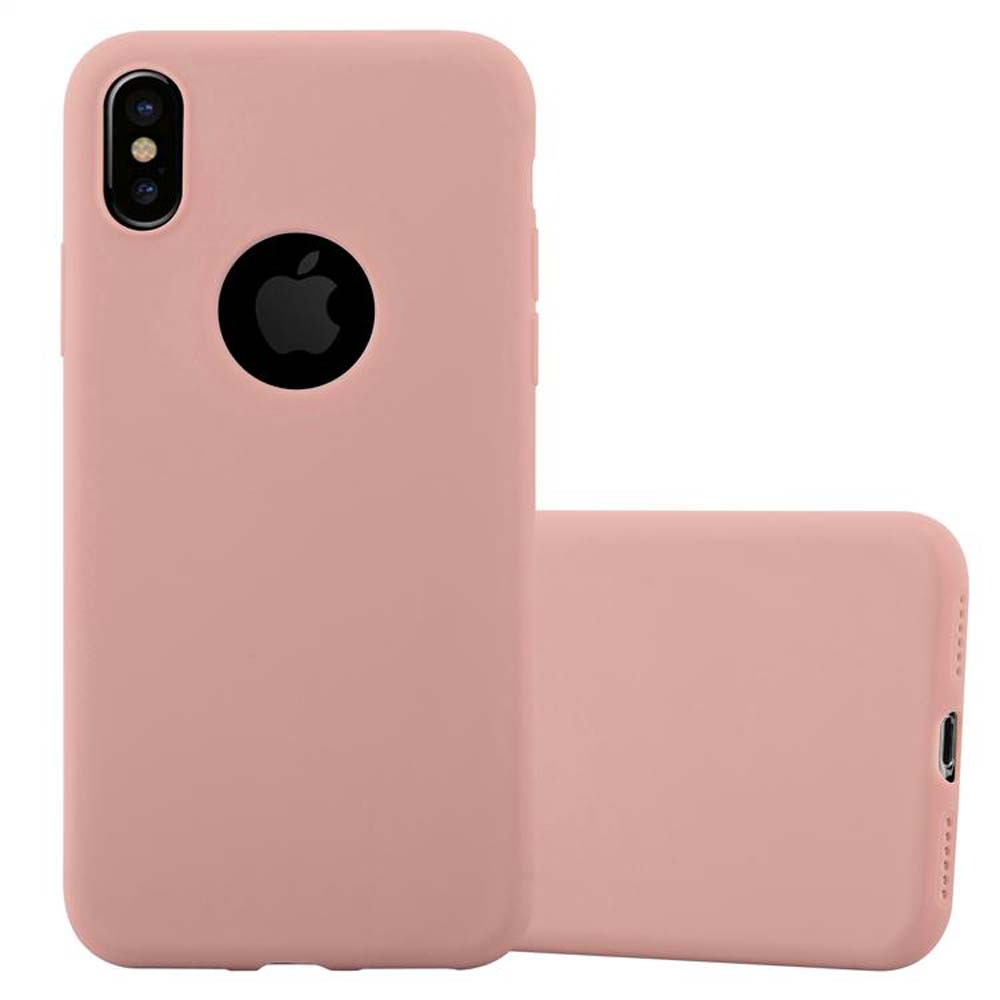 Zwei rosa Handyhüllen. Eine bedeckt ein Telefon. Das Apple-Logo ist sichtbar. Die andere Hülle daneben.