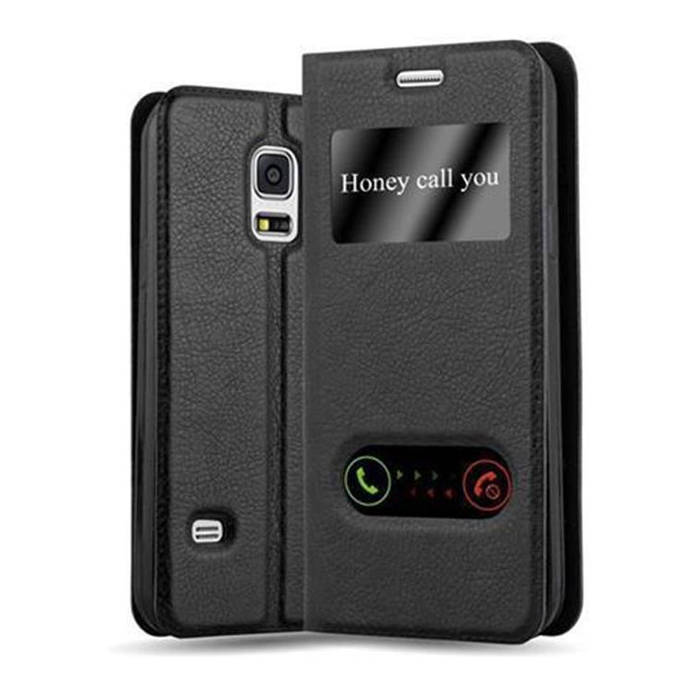 Funda de teléfono negra abierta, con pantalla visible. Texto: Honey te llama. Botones de llamada visibles.
