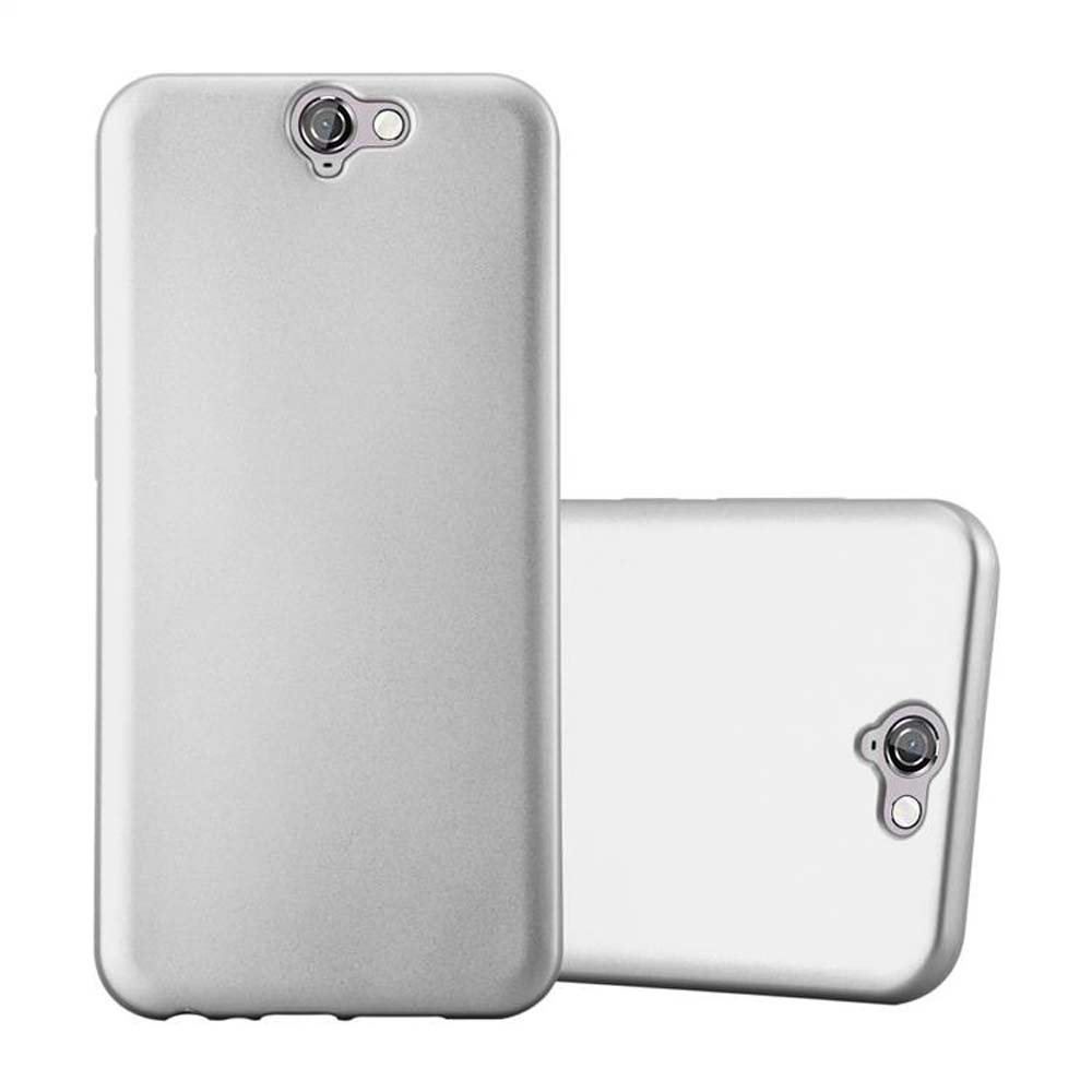 Deux étuis de téléphone gris, un vertical, un horizontal. Les deux ont des découpes pour caméra.