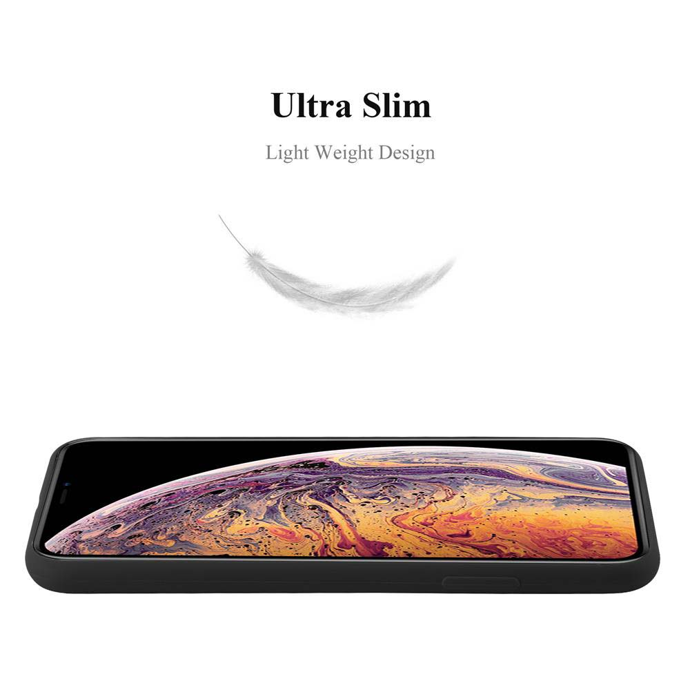 Ein Telefon auf einer schwarzen Hülle. Eine Feder-Grafik schwebt darüber. Text: 'Ultra Slim' und 'Light Weight Design'.