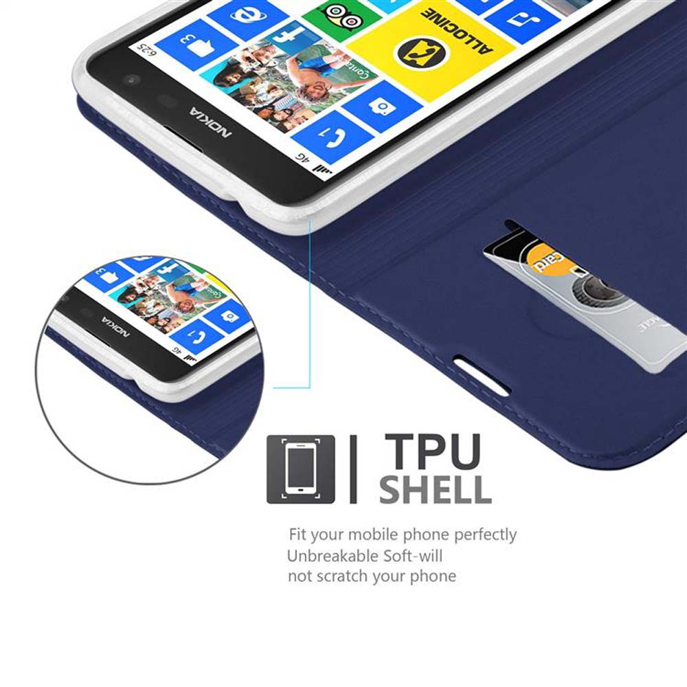 Telefono in una custodia blu. Il telefono è in una custodia blu. TPU shell è scritto in basso.