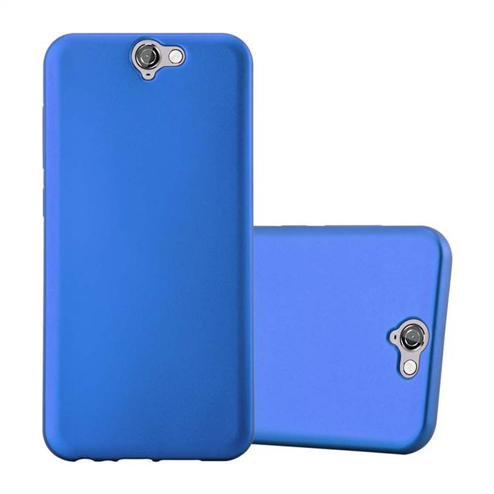 Deux étuis de téléphone bleus. L'un est droit, l'autre est incliné.