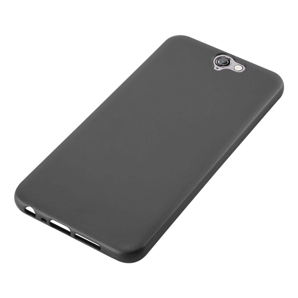 Un étui de téléphone noir. L'étui comporte un trou pour l'appareil photo et un trou pour le port de chargement. Fond blanc.