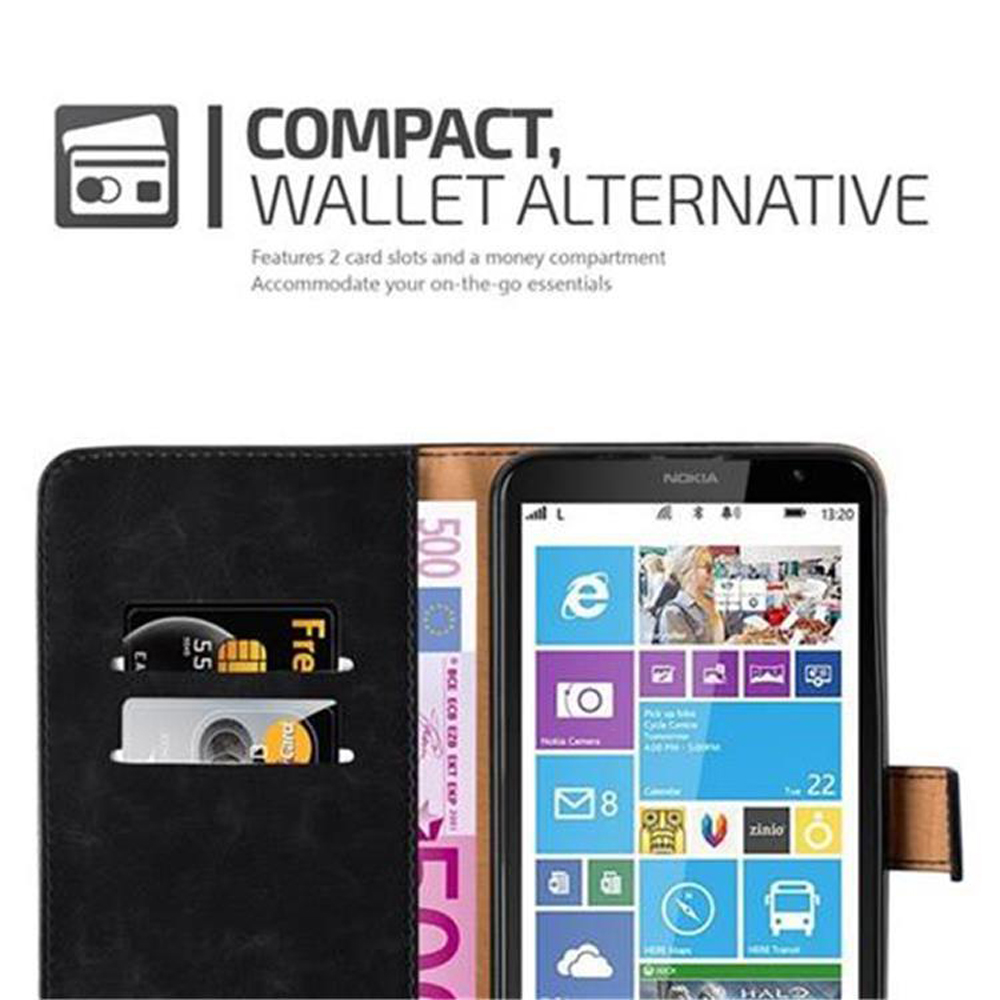 Custodia nera per telefono con design a portafoglio. Telefono dentro, due slot, banconota da 500€.