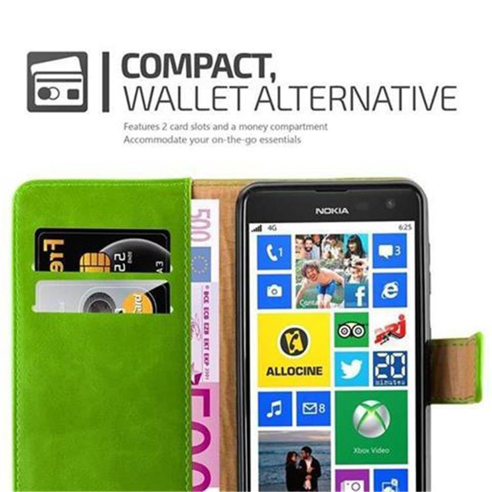 Funda verde para teléfono con función de cartera. Un teléfono con pantalla muestra aplicaciones y dinero.