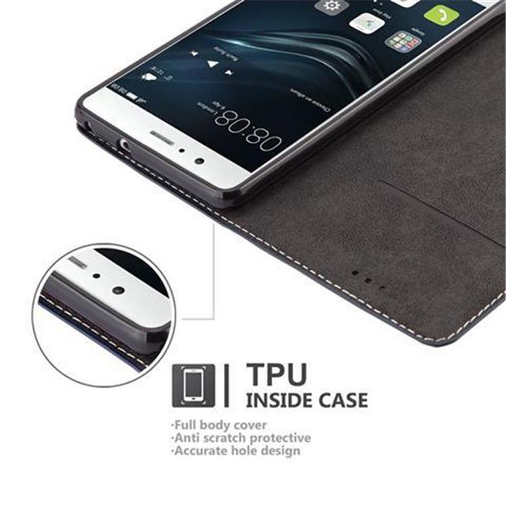 Un telefono dentro una custodia scura con il testo 'TPU INSIDE CASE' e un cerchio che mostra il lato del telefono.