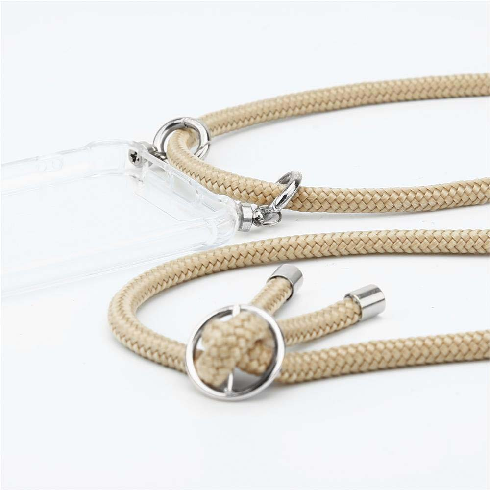 Custodia trasparente con corda beige. Custodia trasparente con corda beige e anelli argentati.