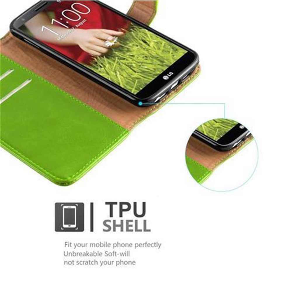 Custodia verde aperta con telefono, che mostra lo schermo. Guscio in TPU.