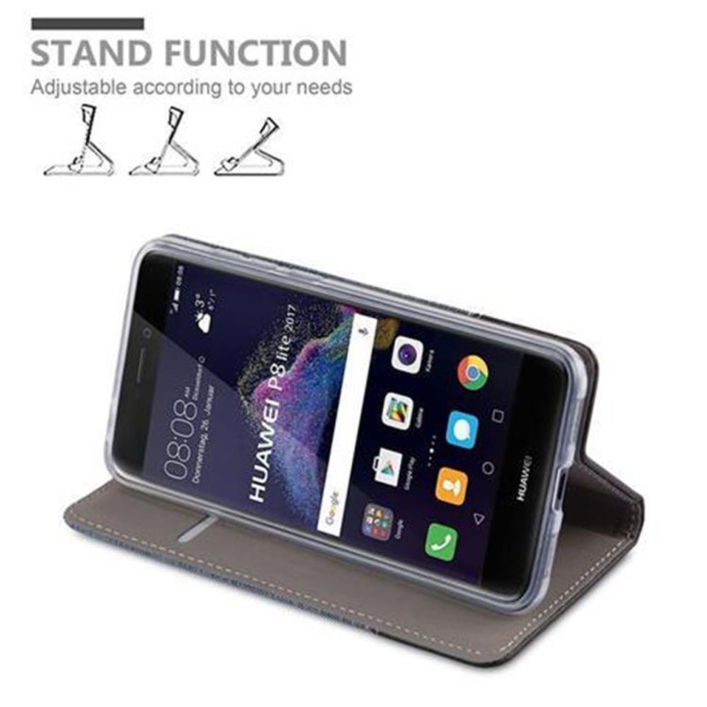 Telefono in una custodia con funzione stand, con testo 'STAND FUNCTION' sopra.
